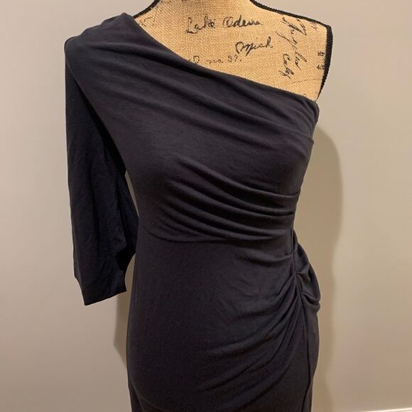 BCBG MaxAzria black dress one shoulder sz sm - Picture 2 of 6
